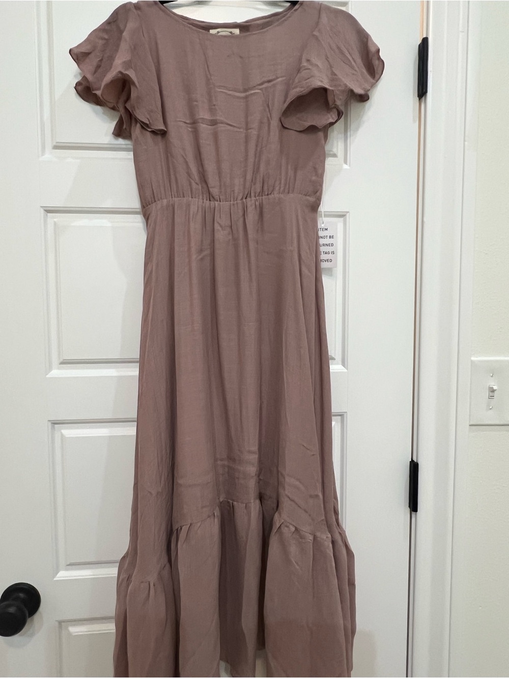 Girls Mauve Ruffle-Sleeve Casual Dress